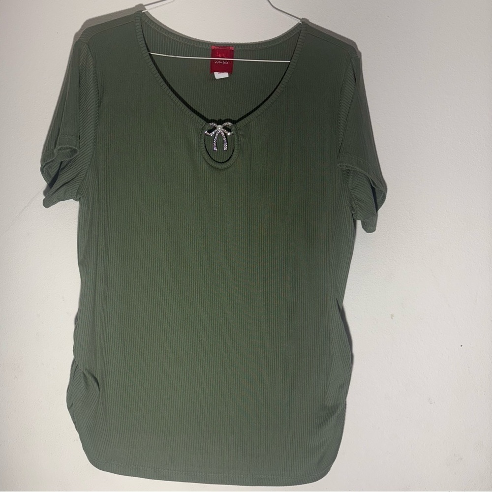 Fashion of New York Olive Green Women's Stretchy Top SZ 2X